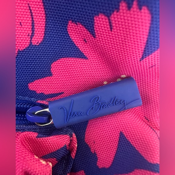 Vera Bradley Royal Blue and Pink floral backpack travel large pockets main image 16